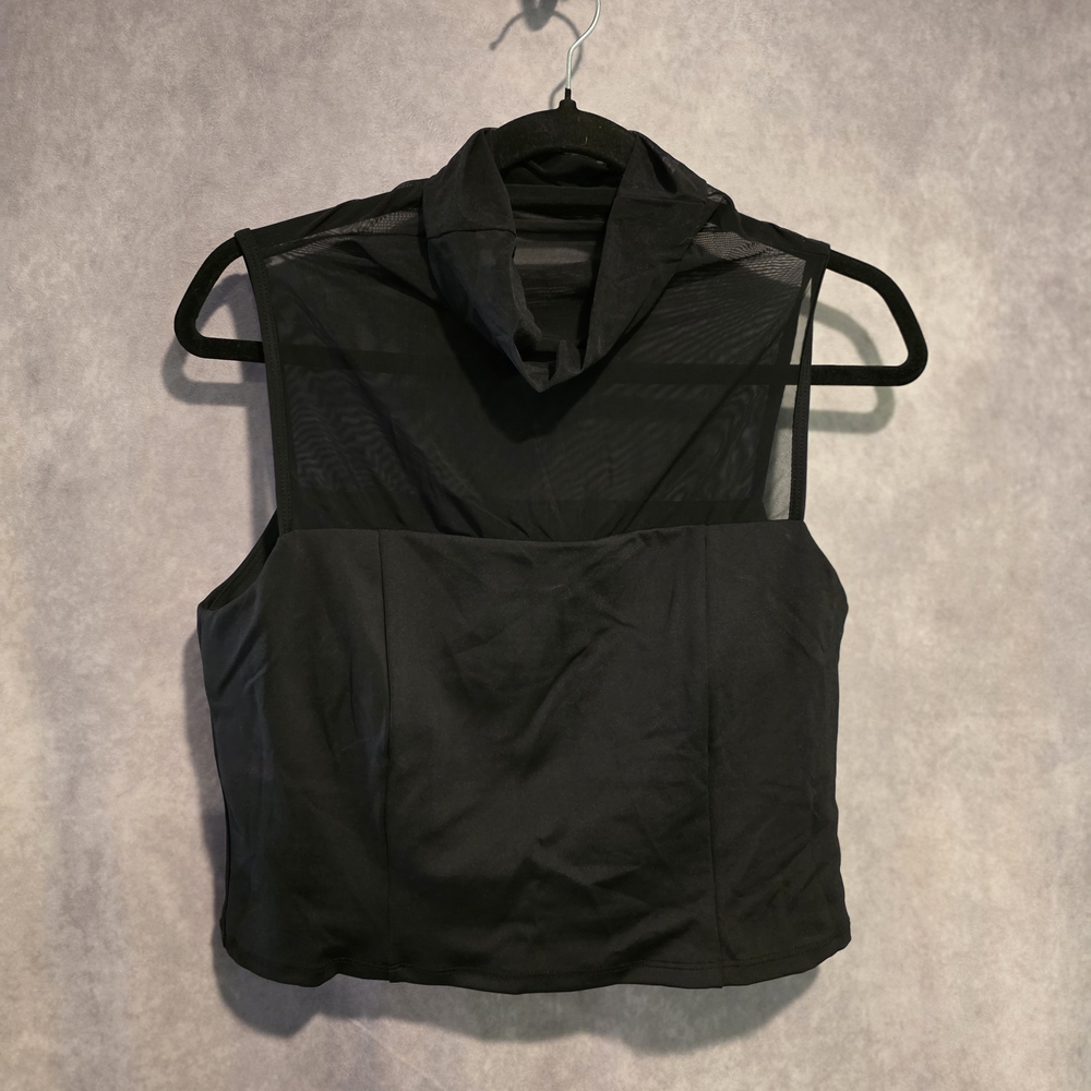 Lanston Sport Women's Layered Sports Bra Black sz L Mesh